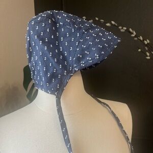 Navy Printed Baby Sun Bonnet with Ties